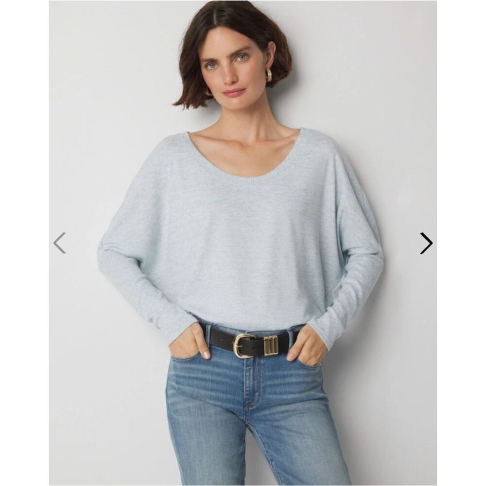 White House Black Market Ice Blue Dolman Sleeve Knit Sweater Top M Minimalist